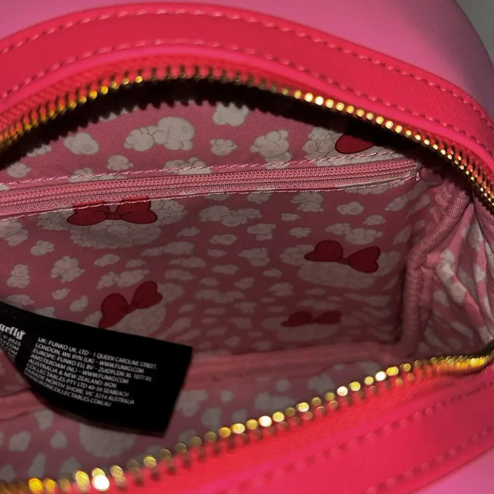 Loungefly Disney Minnie Mouse Mini Backpack Pink & White Popcorn Ears NWT